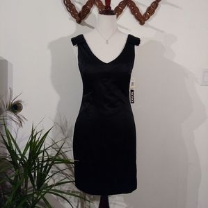 Ruffled Black Satin Dress